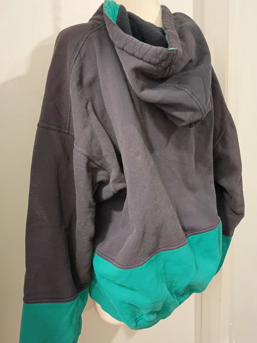 Vintage Eddie Bauer Colorblock Quarter Zip Hoodie Sweatshirt Mens Large Charcoal
